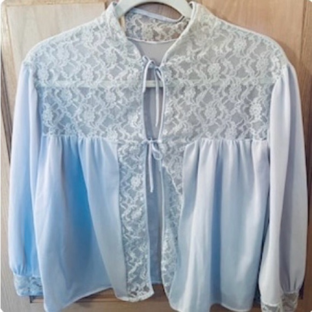 Lovely VINTAGE Blue Bedjacket Sz S